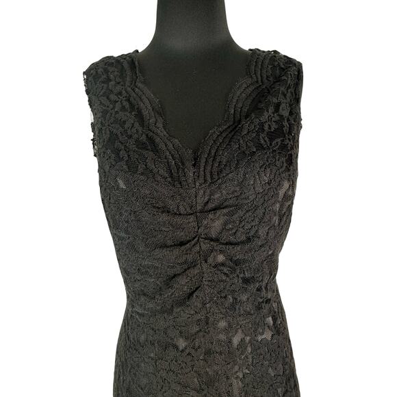 Y2K Calvin Klein Lace Overlay Slip Dress Set – Size 6 Little Black Party Dress - Picture 1 of 16